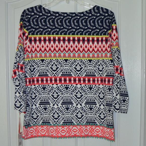 SOLD!! Ruby Rd Cotton Stretch 3/4 Sleeve Top - Picture 3 of 4